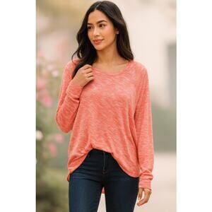 Anthropologie SZ S Damien Asymmetrical Coral Knit Dolman Sleeve Pullover Top